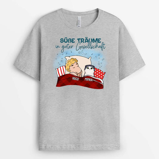 2859AGE2 susse traume in guter gesellschaft  personalisiertes t shirt fur katzenliebhaber
