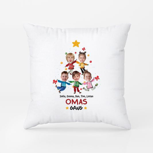 2964PGE1 Omas Bande Und Weihnachtsbaum Personalisiertes Geschenk Kissen fur Omas