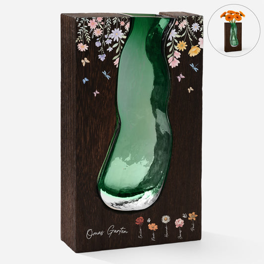 2966AGE1 omas garten personalisierte glasvase mit holz oma mama schmetterlinge lineart 2966ao8q5a