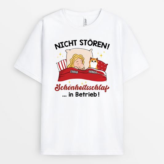3060AGE1 nicht storen schonheitsschlaf in betrieb personalisiertes t shirt fur katzenliebhaber 3060a