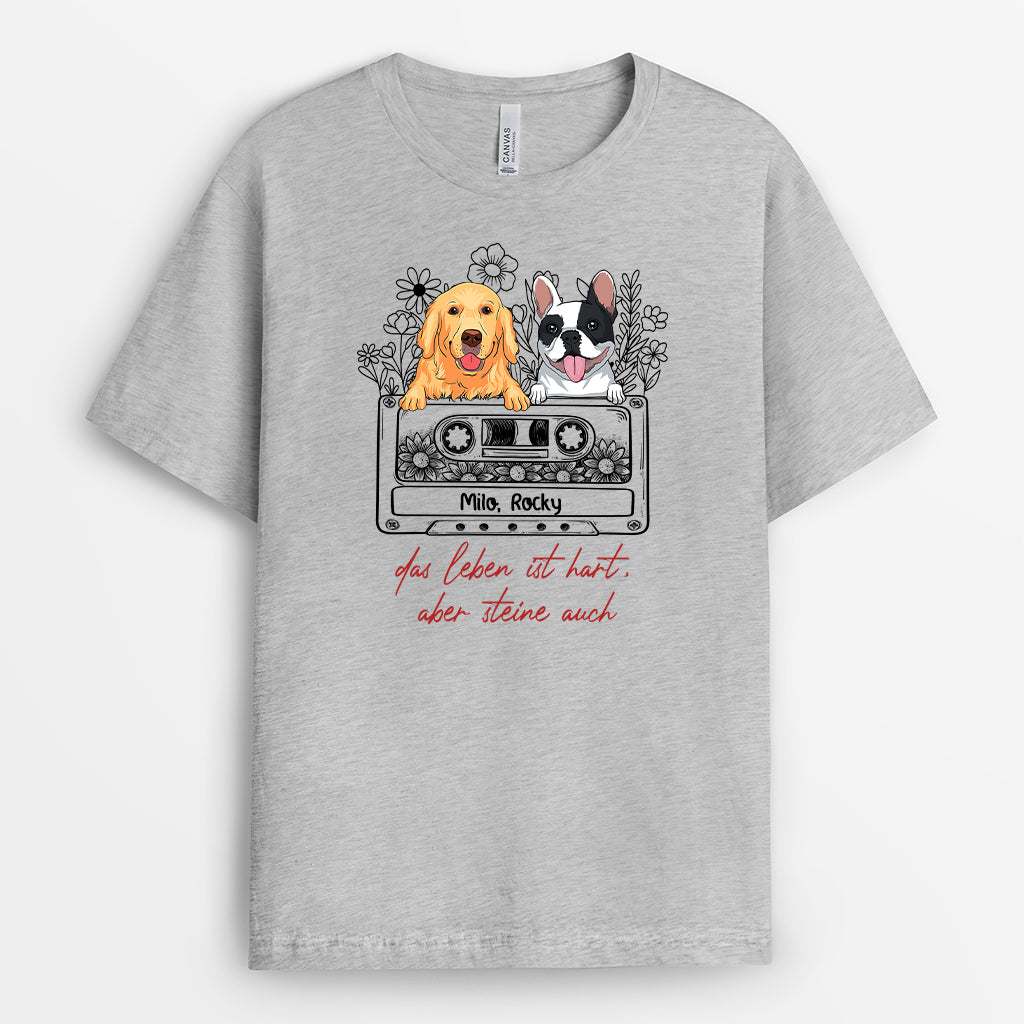 3146AGE2 das leben ist hart aber steine auch  personalisiertes t shirt fur hundeliebhaber