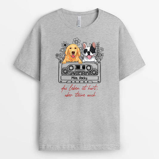 3146AGE2 das leben ist hart aber steine auch  personalisiertes t shirt fur hundeliebhaber
