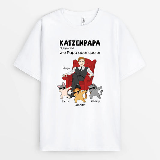 3342AGE1 katzenpapa definition  cooles t shirt fur katzenbesitzer personalisiert