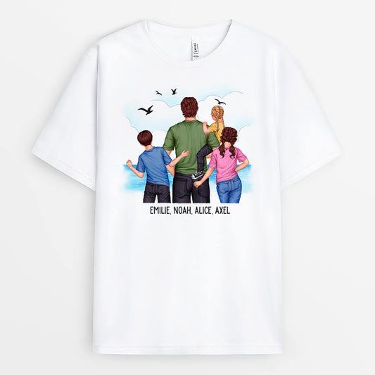 3356AGE1 papa und kinder  personalisiertes t shirt fur manner