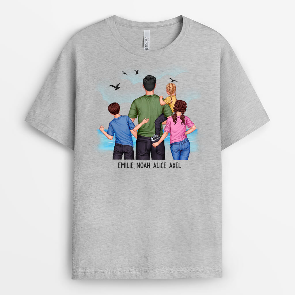 3356AGE2 papa und kinder  personalisiertes t shirt fur manner