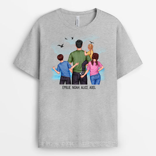 3356AGE2 papa und kinder  personalisiertes t shirt fur manner