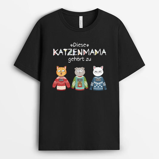 3374AGE1 diese katzenmama gehort zu die katzen tragt einen pullover  personalisiertes t shirt fur katzenliebhaber