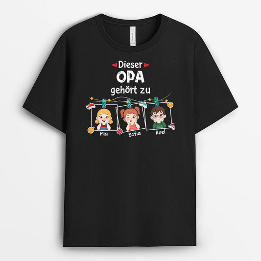 3385AGE1 dieser opa papa gehort zu weihnachten  personalisiertes t shirt fur manner