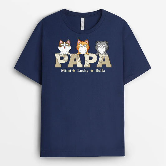 3410AGE1 papa und katzen  personalisiertes t shirt fur katzenhalter im retro stil