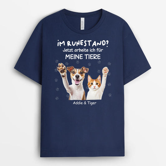 3420AGE2 im ruhestand jetzt arbeite ich fur meine katze katzen  personalisiertes t shirt fur katzenliebhaber