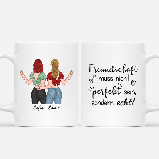 3470MGE1 freundschaft muss nicht perfekt sein sondern echt  personalisierte tasse fur beste freundinnen
