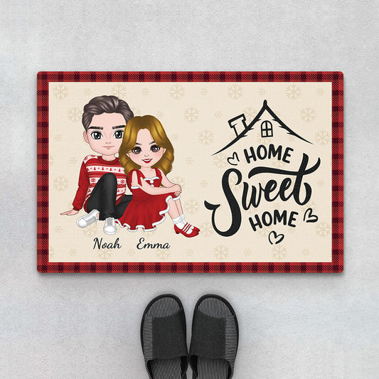 3515DGE1 home sweet home  personalisierte fussmatte fur paare zu weihnachten