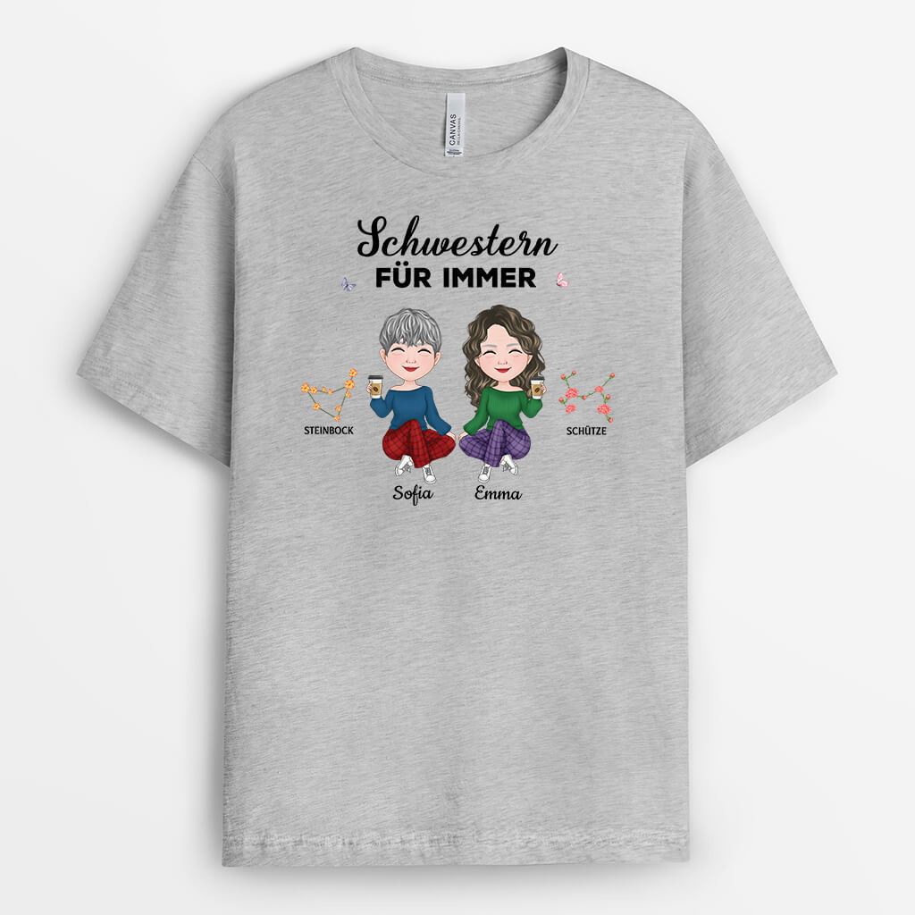 3533AGE2 beste freundinnen fur immer oder schwestern fur immer  perrsonalisiertes t shirt fur schwestern oder beste freundinnen