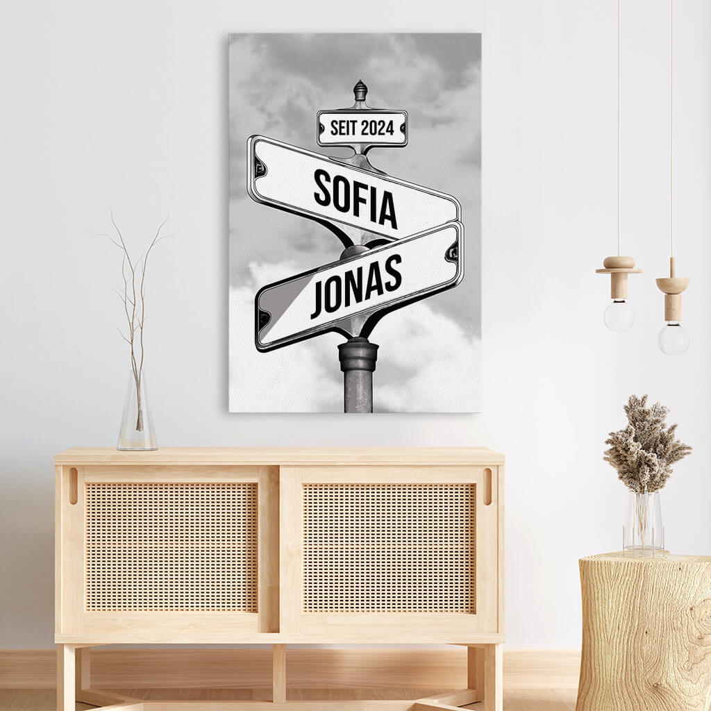 3673CGE3 strassenschild im vintage stil  perrsonalisierte leinwand fur paare