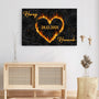 3690CGE3 brennendes herz  personalisierte leinwand fur paare