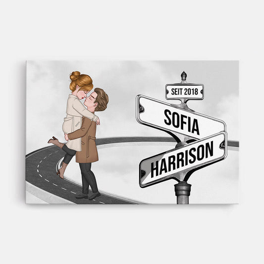 3699CGE1 vintage strassenschild  personalisierte leinwand fur paare zum jahrestag