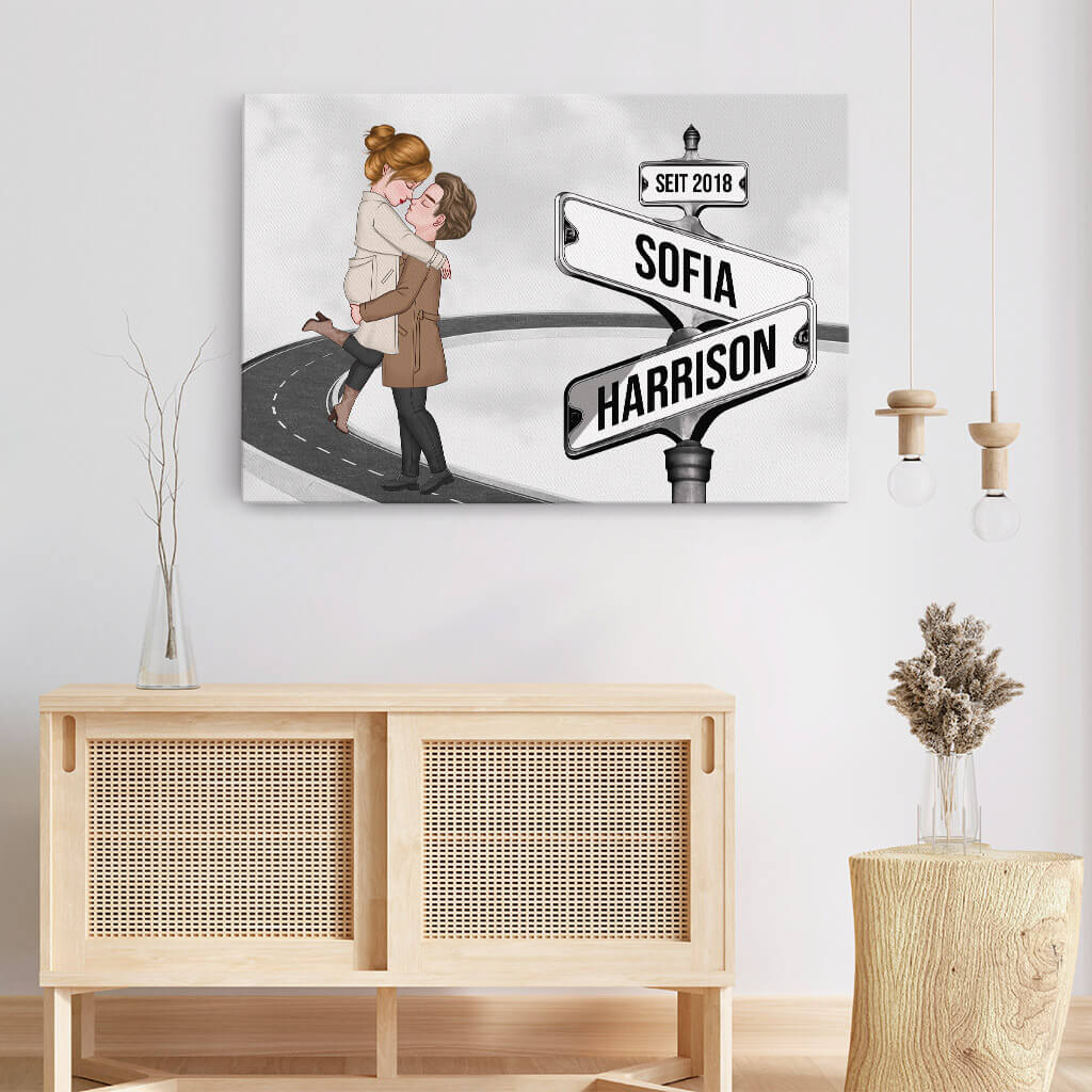 3699CGE3 vintage strassenschild  personalisierte leinwand fur paare zum jahrestag