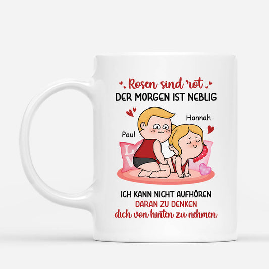 3703MGE1 rosen sind rot der morgen ist neblig  lustige tasse fur paare personalisiert