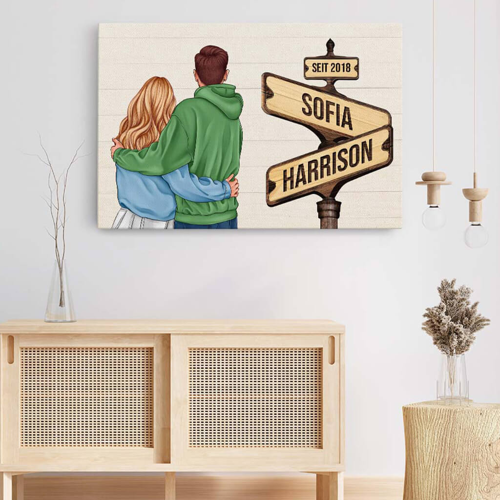 3706CGE3 strassenschild  personalisierte leinwand fur paare zum jahrestag