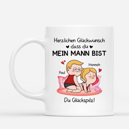 3751MGE1 herzlichen gluckwunsch dass du mein mann bist  personalisierte tasse fur paare zum jahrestag