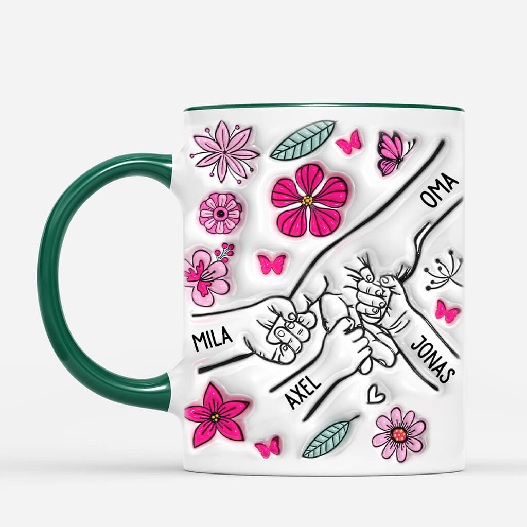 3758MGE2 mama kinder blumen  liebevolle tasse mit 3d inflated effekt fur mamas personalisiert 3758M