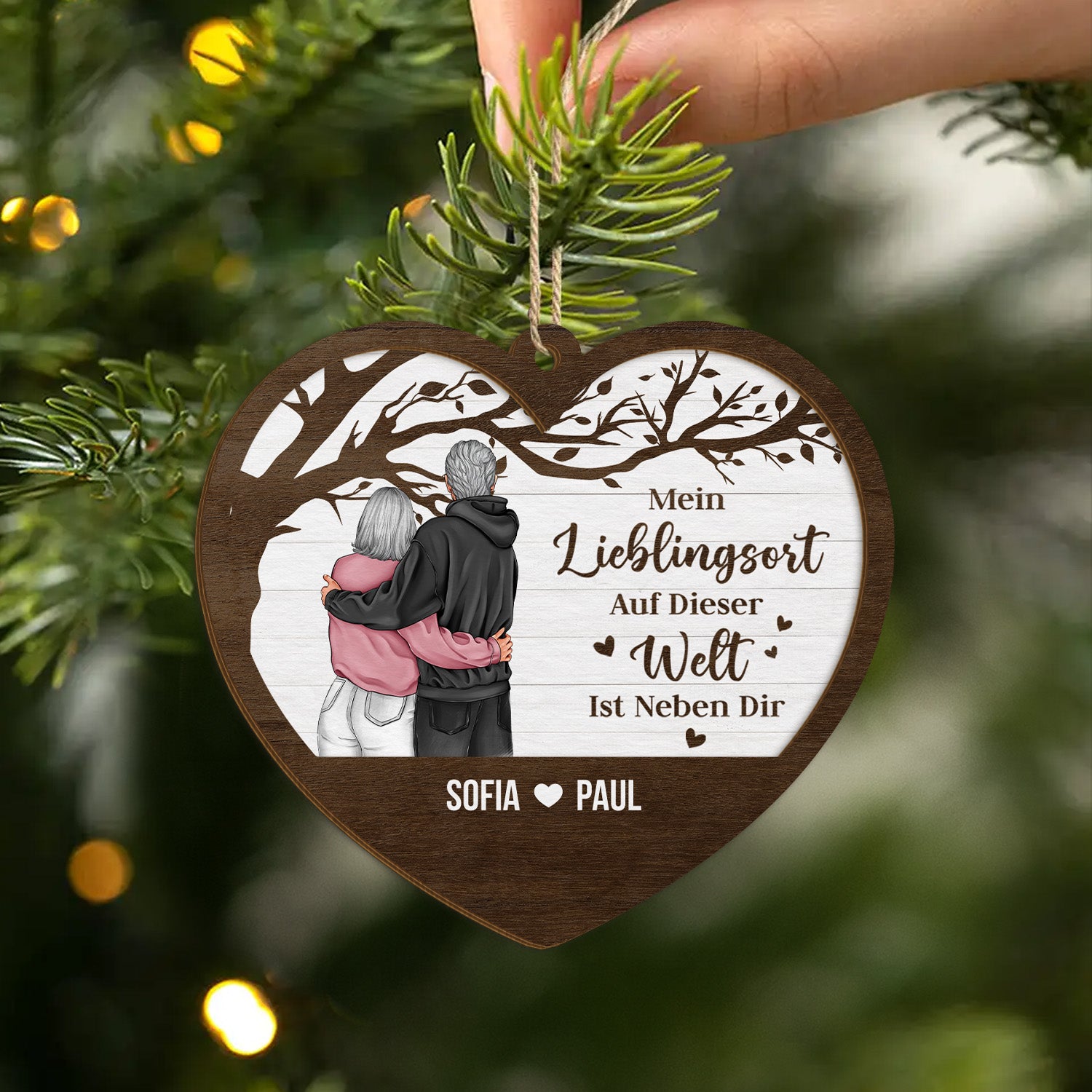 3766OGE2 meinlieblingsortaufderganzenweltistnebendir personalisierte 2 schicht holz ornamente paare 3766OKL0G