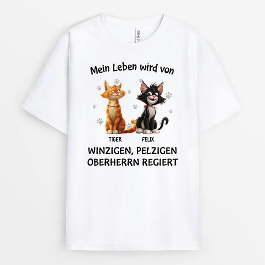 3921AGE1 mein leben wird von winzigen pelzigen oberherren regiert lustiges t shirt katze personalisiert 3921A5K5C