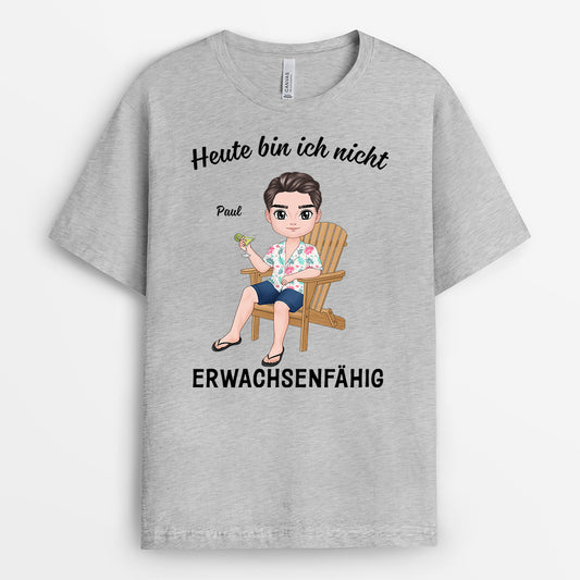 3945AGE2 heute bin ich nicht erwachsenfahig personalisierte t shirts damen_ lustig mit gesicht 3945AKK0A