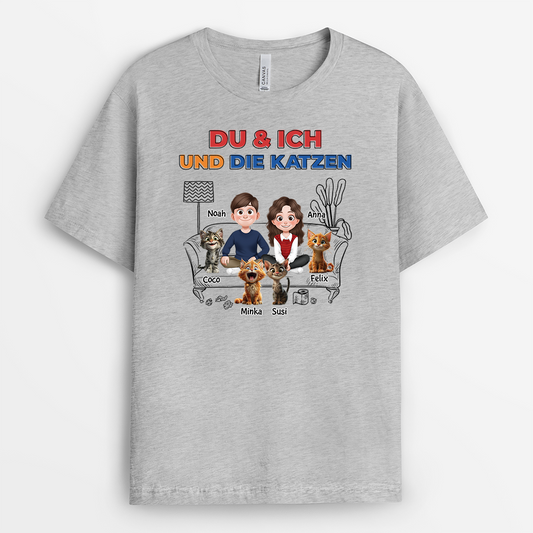 4038AGE2 du ich und die katze personalisierte katze t shirts fur paare 4038AKH0D