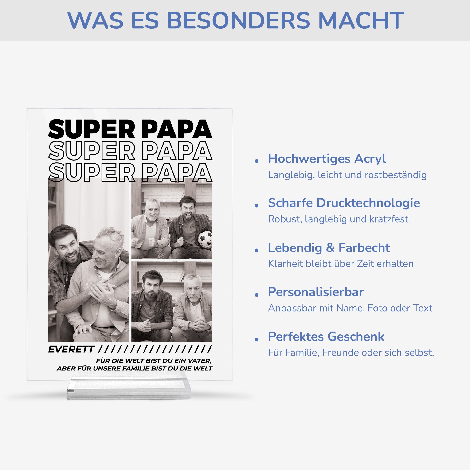 4065RGE5 bester papa personalisierte acryl plakette papa mit foto 4065RTM5B