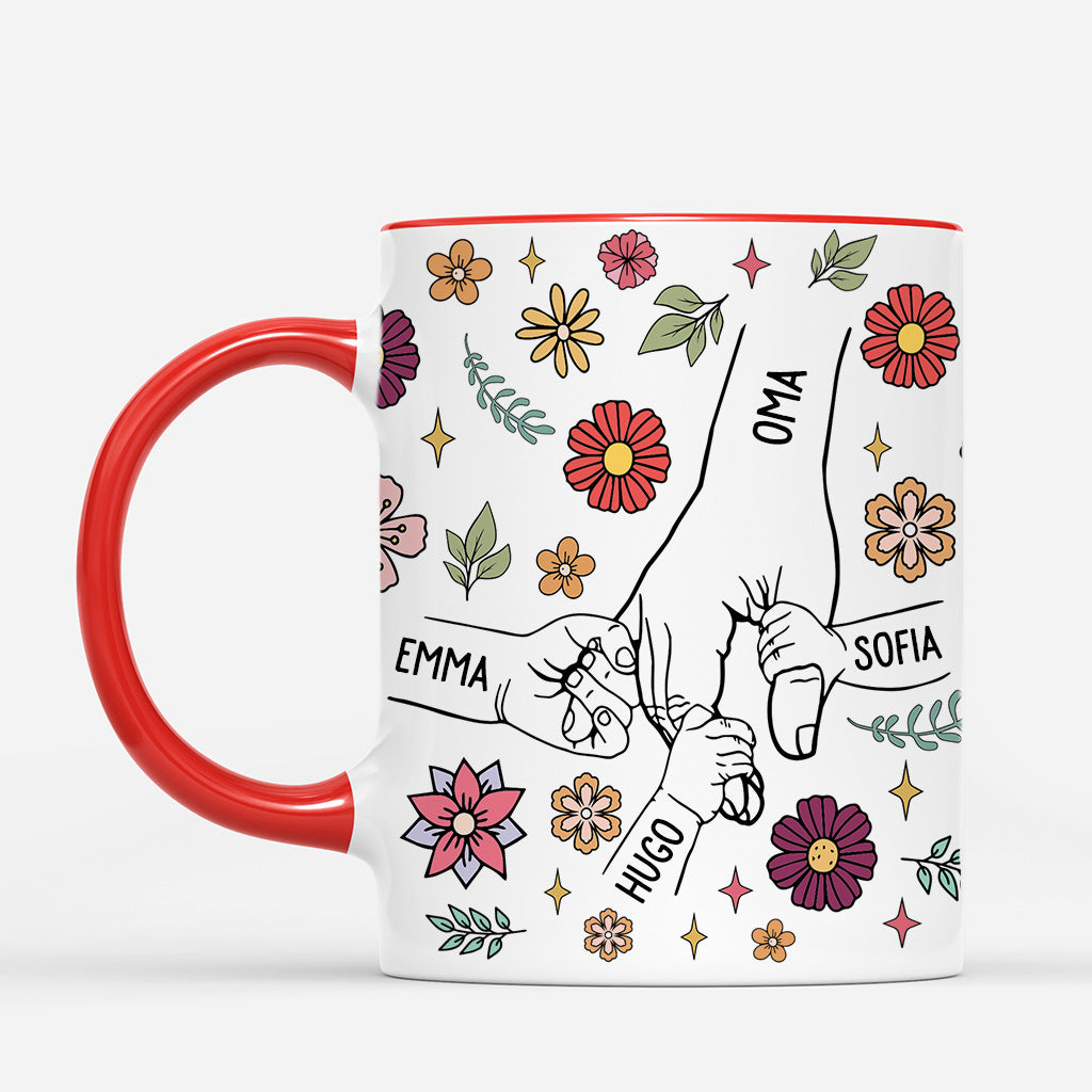 4183MGE2 mama kinder hand in hand bunte blumen personalisierte tasse mama_ 4183M