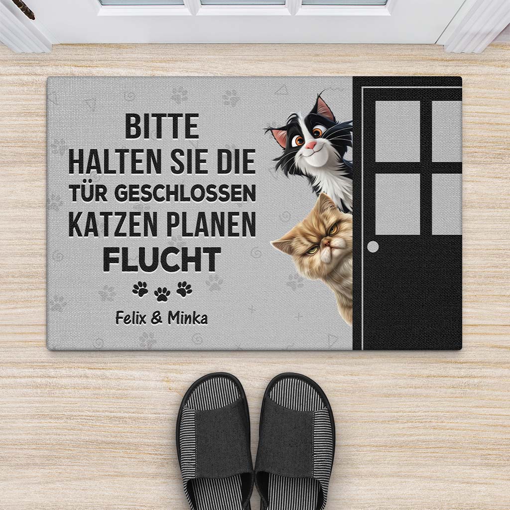 4211DGE2 bitte halten sie die tur geschlossen lustige fussmatte katzen personalisiert 4211D5M5D