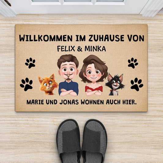 4275DGE2 willkommen bei personalisierte fussmatte katze 4275D8I0D