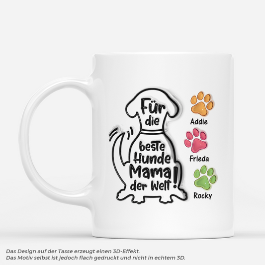 4313MGE1 3d druck effekt fur die beste hundemama der welt personalisierte tassen hund_ 4313M