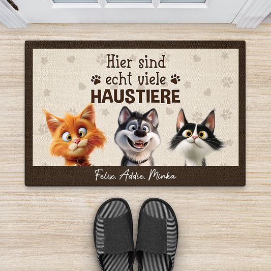 4327DGE2 hier sind echt viele haustiere fussmatte personalisiert hund und katze 4327D6T5D