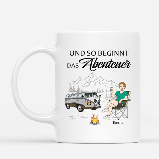 4337MGE1 und so beginnt das abenteuer personalisierte tasse frauen_ camping 4337M8Q8A