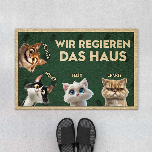 4344DGE1 ich regiere das haus cartoon lustige fussmatte personalisiert katze_ 4344DTT5D