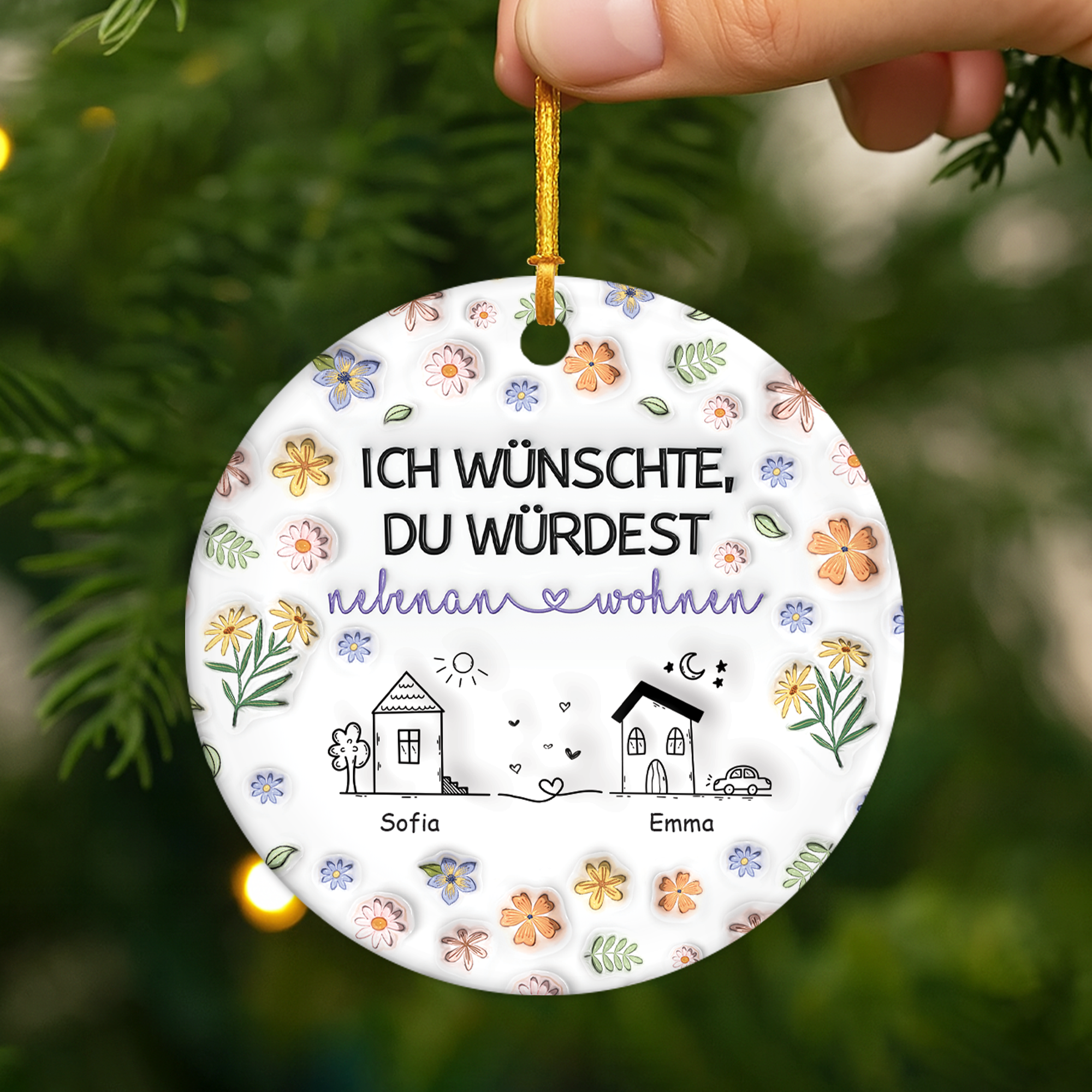 4377OGE2 3d druck effekt ich wunschte du wurdest nebenan wohnen blumen personalisierte keramik ornamente beste freunde 4377O3T5F