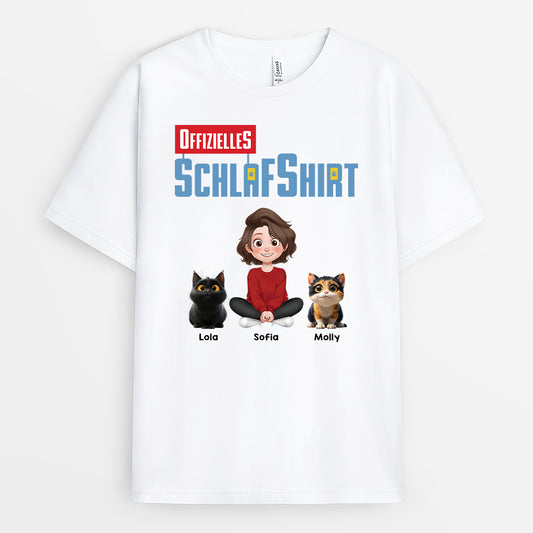 4379AGE1 offizielles schlafshirt t shirt katze personalisiert 4379AKK0D