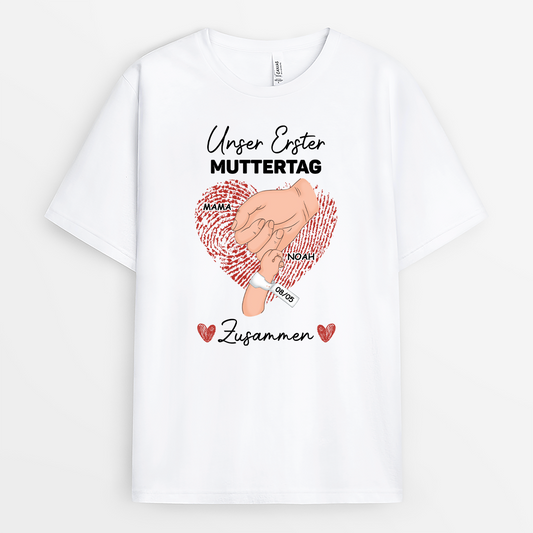 4594AGE1 unser erster muttertag zusammen mama t shirt personalisiert 4594ATH3A