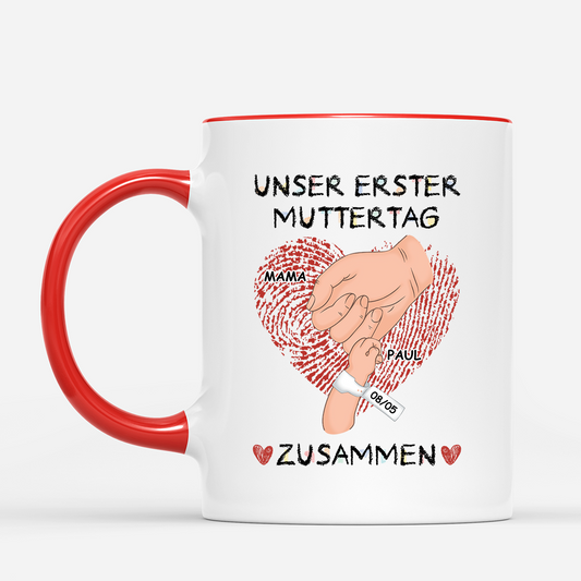 4595MGE2 unser erster vatertag zusammen buntstifte personalisierte tasse papa 4595MTH3B