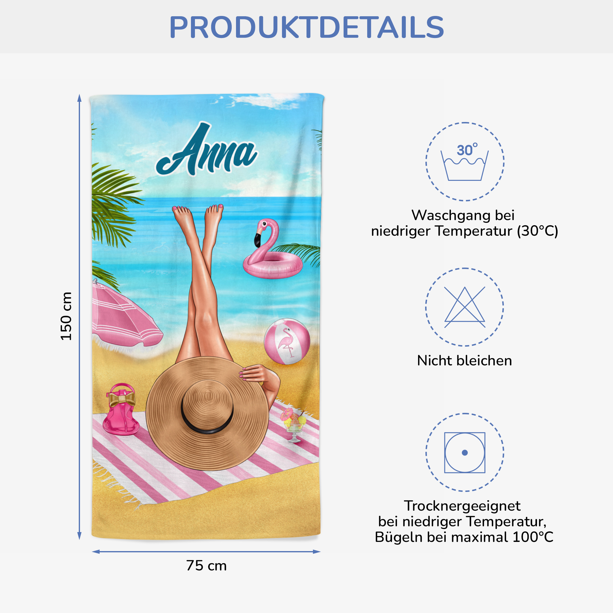 4679BGE3 frau und flamingos personalisiertes strandtuch_ fur frauen 4679B5H5A