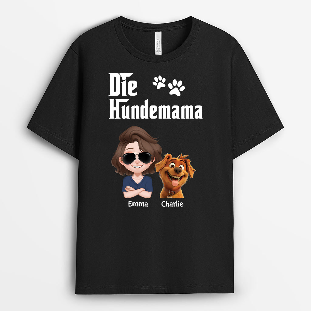 4725AGE2 der hundepapa cartoon schwarzes t shirt hund personalisiert 4725AKM0C