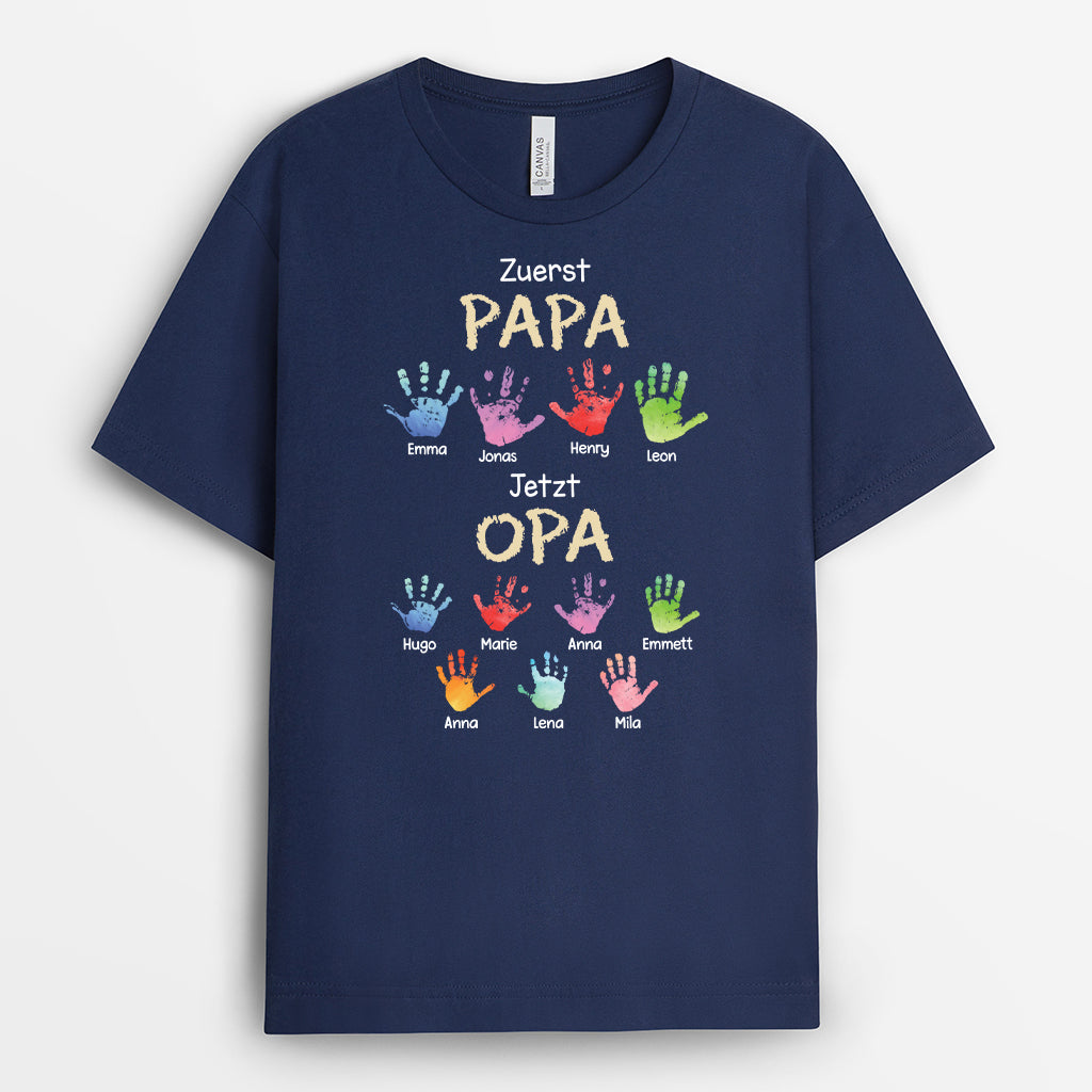 4768AGE2 zuerst papa jetzt opa weisses t shirt opa personalisiert 4768ATKTB