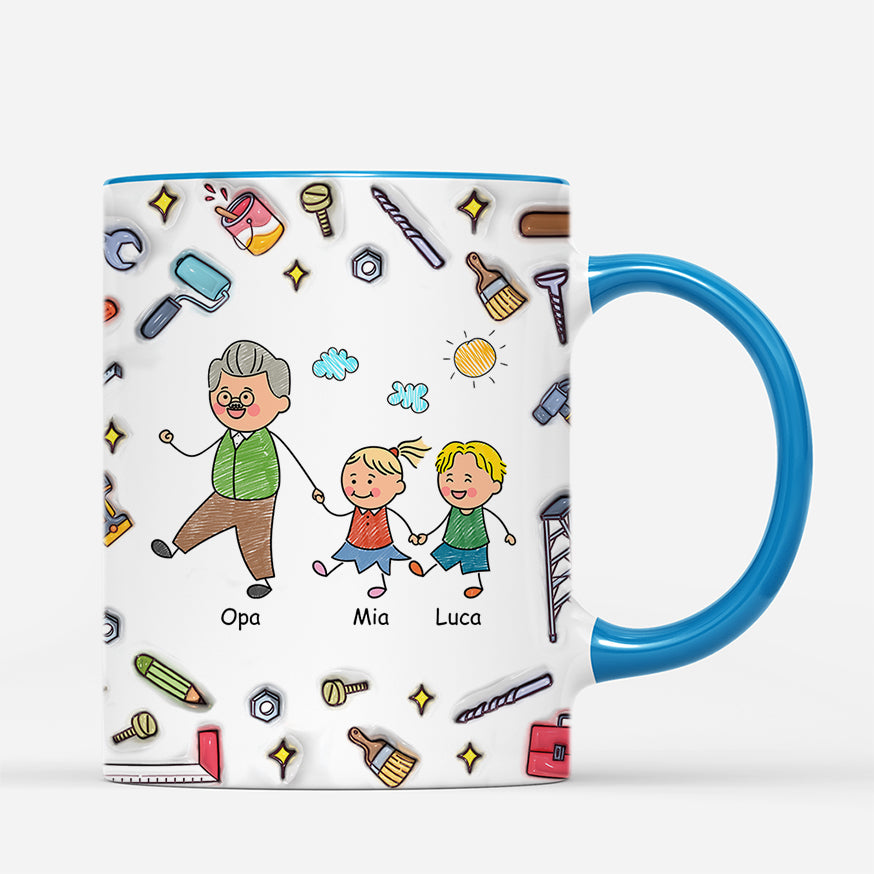 4770MGE3 3d druck effekt papa kinder personalisierte tasse papa 4770M