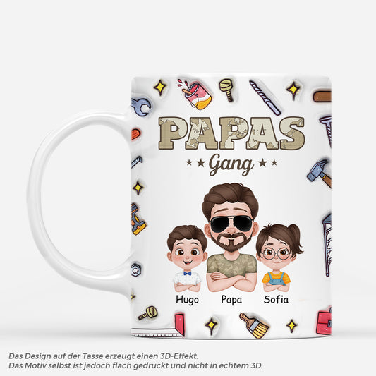 4777MGE1 3d druck effekt papas gang armeemuster cartoon werkzeug personalisierte tasse papa 4777M3T0B