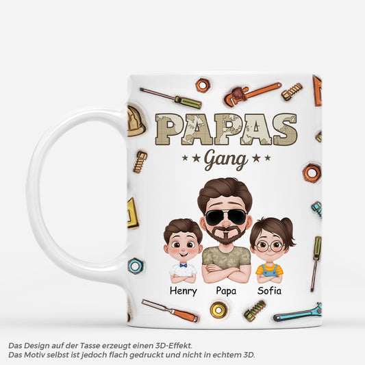4778MGE1 3d druck effekt papas gang armeemuster werkzeug weltkarte personalisierte tasse papa 4778M3T0B