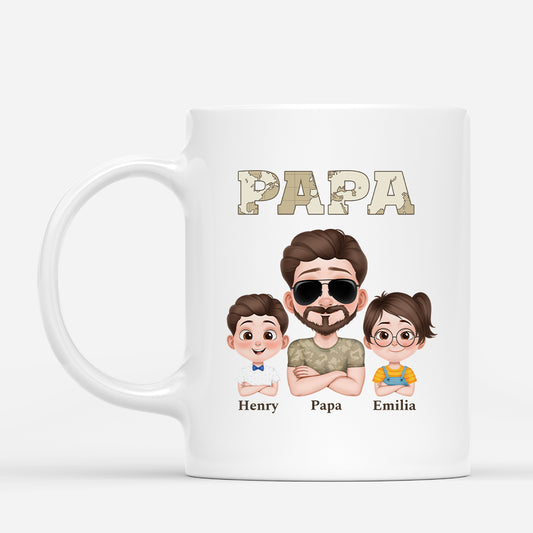 4857MGE1 papas gang kinder weltkarte armeemuster personalisierte tasse papa_ 4857M5T0B