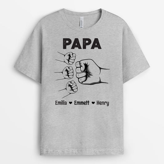 4859AGE1 papa und kinder mit faust t shirt papa personalisiert_ im basic stil 4859A8Q0B