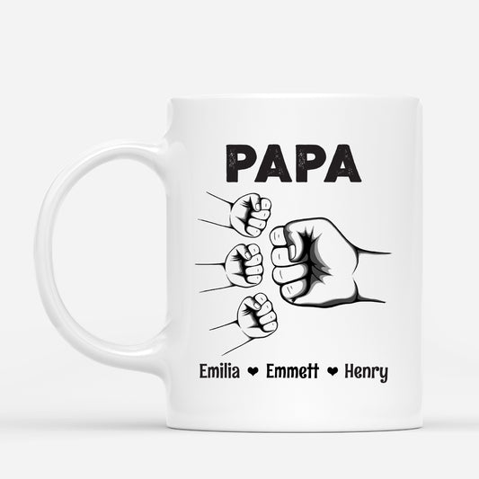 4859MGE1 papa und kinder mit faust personalisierte tasse papa_ im basic stil 4859M8Q0B